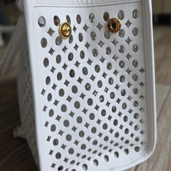 Prada  Perforated White Tote Top Handle Handbag - Picture 11 of 12